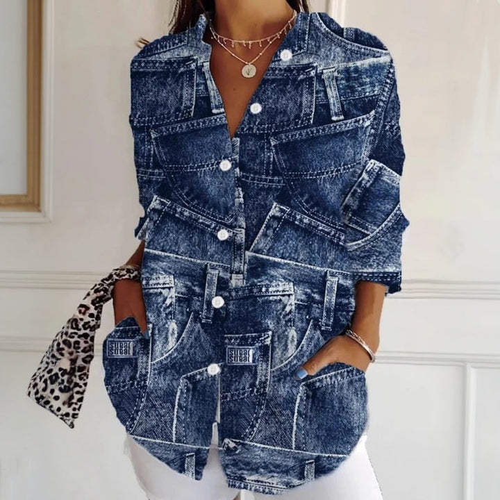 Lässige Bluse Mit Blattdruck