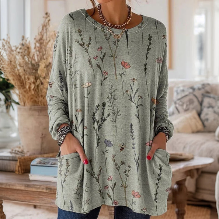 Bedruckte Bluse Im Vintage-Ethno-Stil
