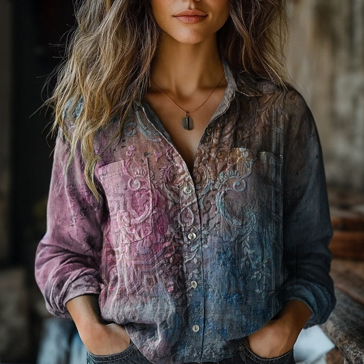 Lässige Bluse Mit Gestreiftem Druck