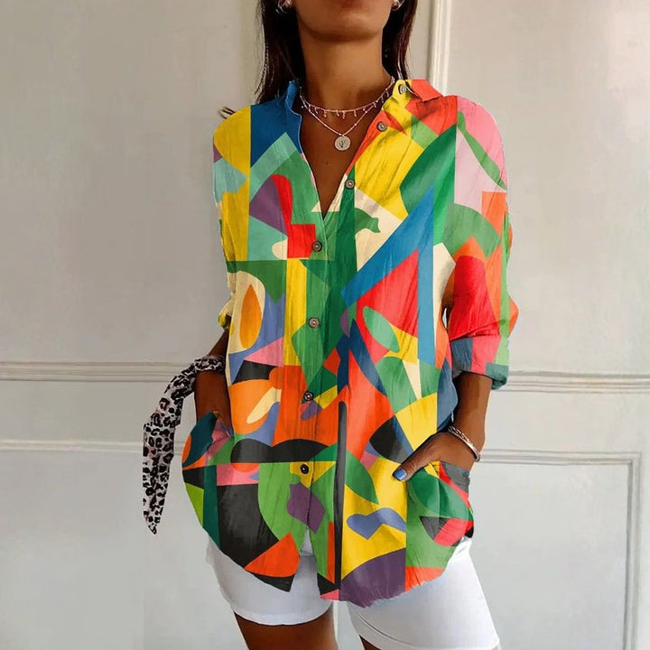 Lässige Bluse Mit Gestreiftem Druck