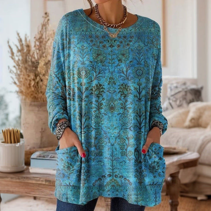 Bedrucktes Kleid Im Vintage-Ethno-Stil