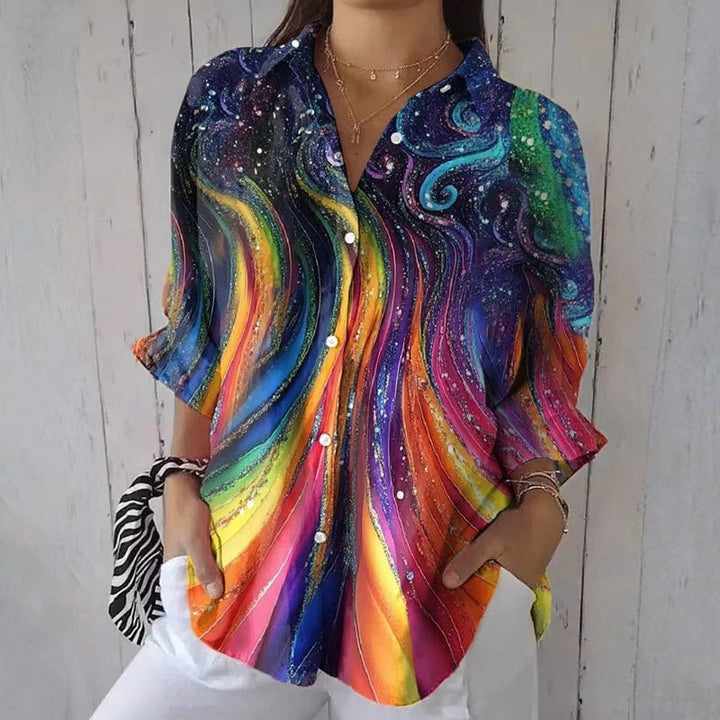 Buntes T-Shirt Mit Abstraktem Druck