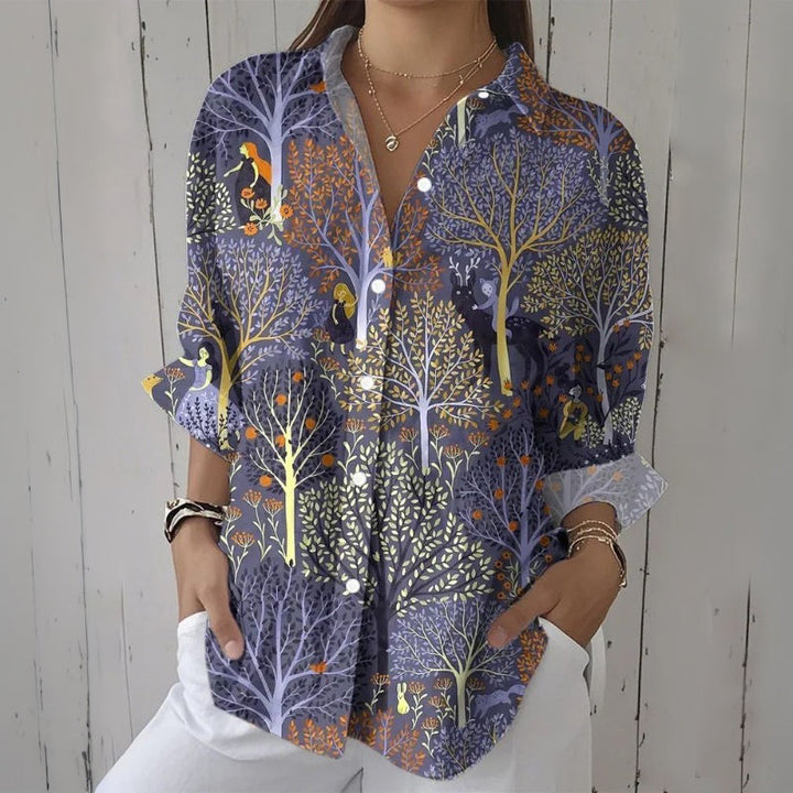 Lässige Bluse Mit Blattdruck
