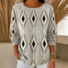 【Pitkähihainen】Vintage Geometrinen Printti T-Paita