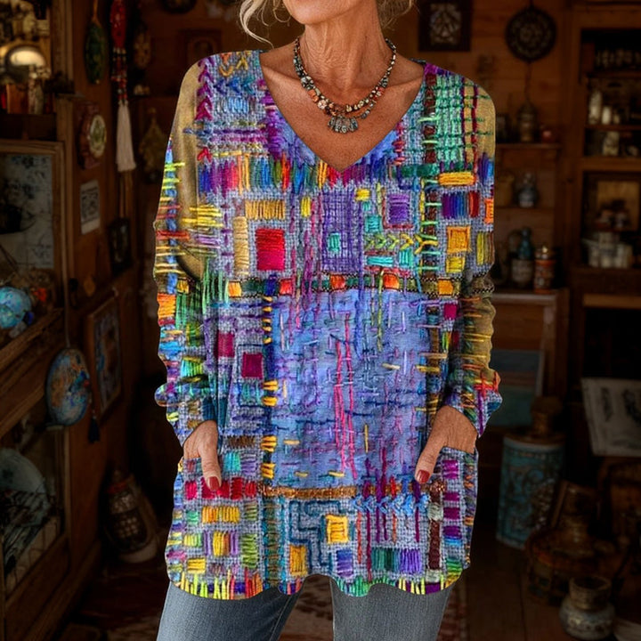 Lässige Bluse Mit Gestreiftem Druck