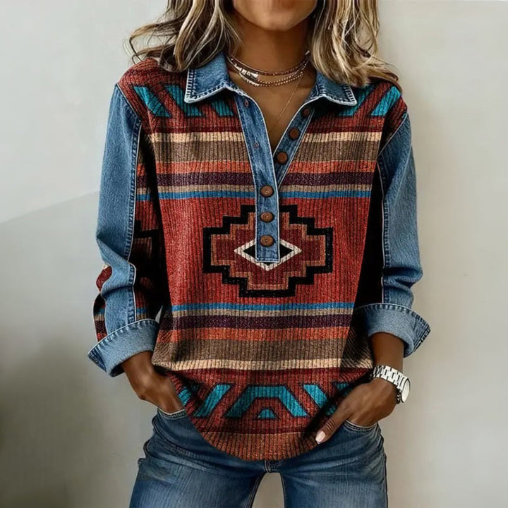 Lässiges Bedrucktes Patchwork-Kleid
