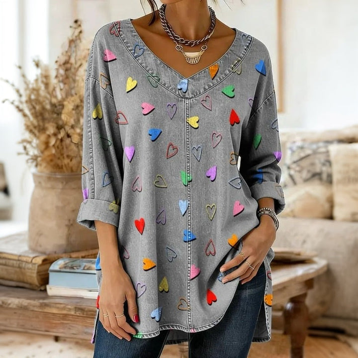 Bedruckte Bluse Im Vintage-Ethno-Stil